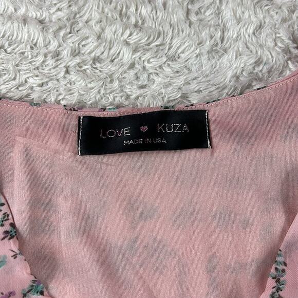 Love Kuza smocked floral print dress in pink, size small - Picture 8 of 12